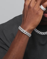 PRONG CUBAN LINK BRACELET - 13MM WHITE GOLD